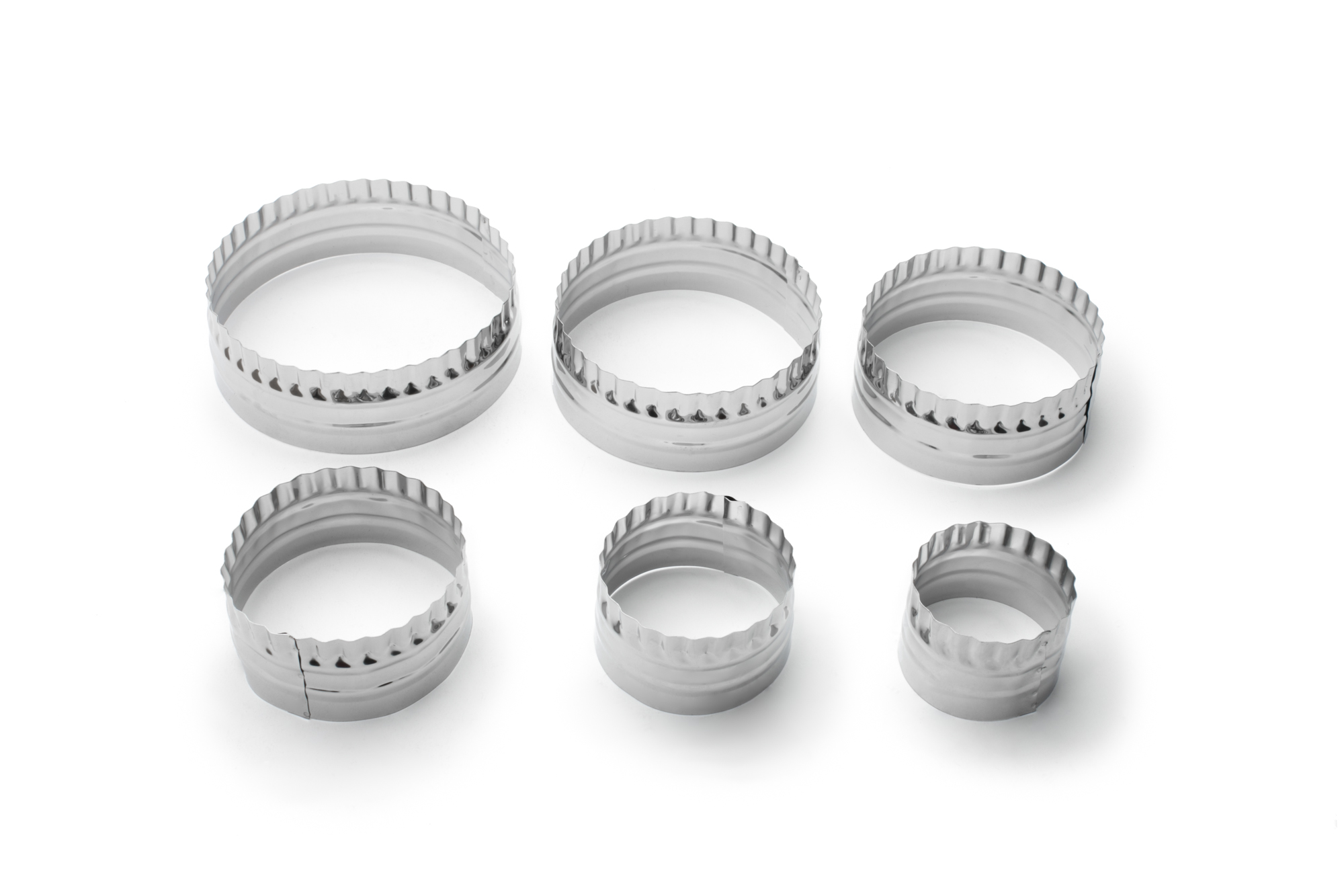 Fox Run 3691 6 Piece Plain And Crinkled Circle Cookie Cutter Set
