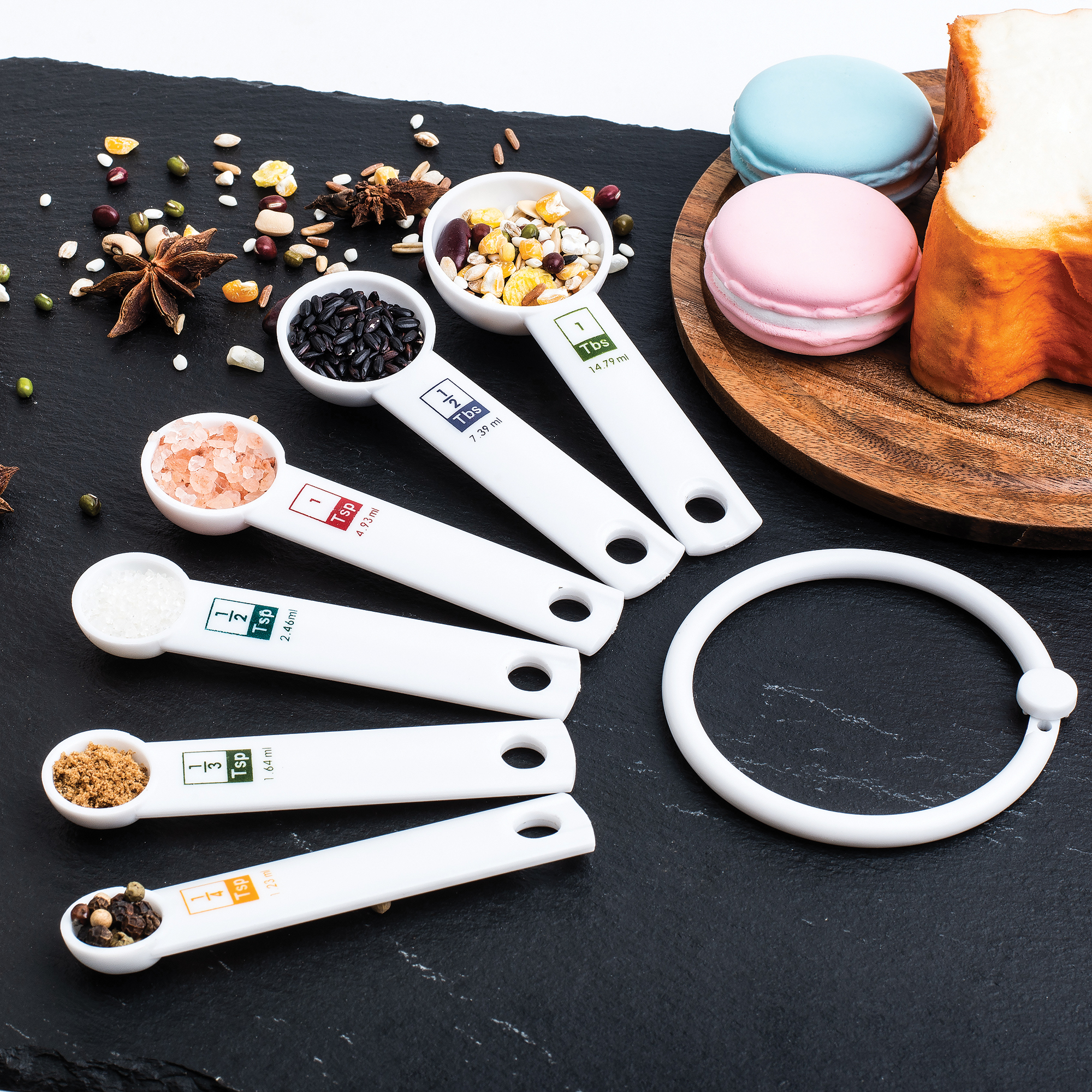 Fox Run 4826 6 Piece White Measuring Spoon Set