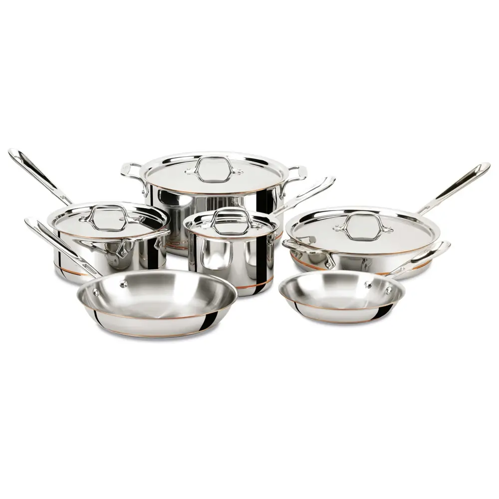 All Clad 600822-K Copper Core 5-ply Bonded Cookware Set, 10 piece Set