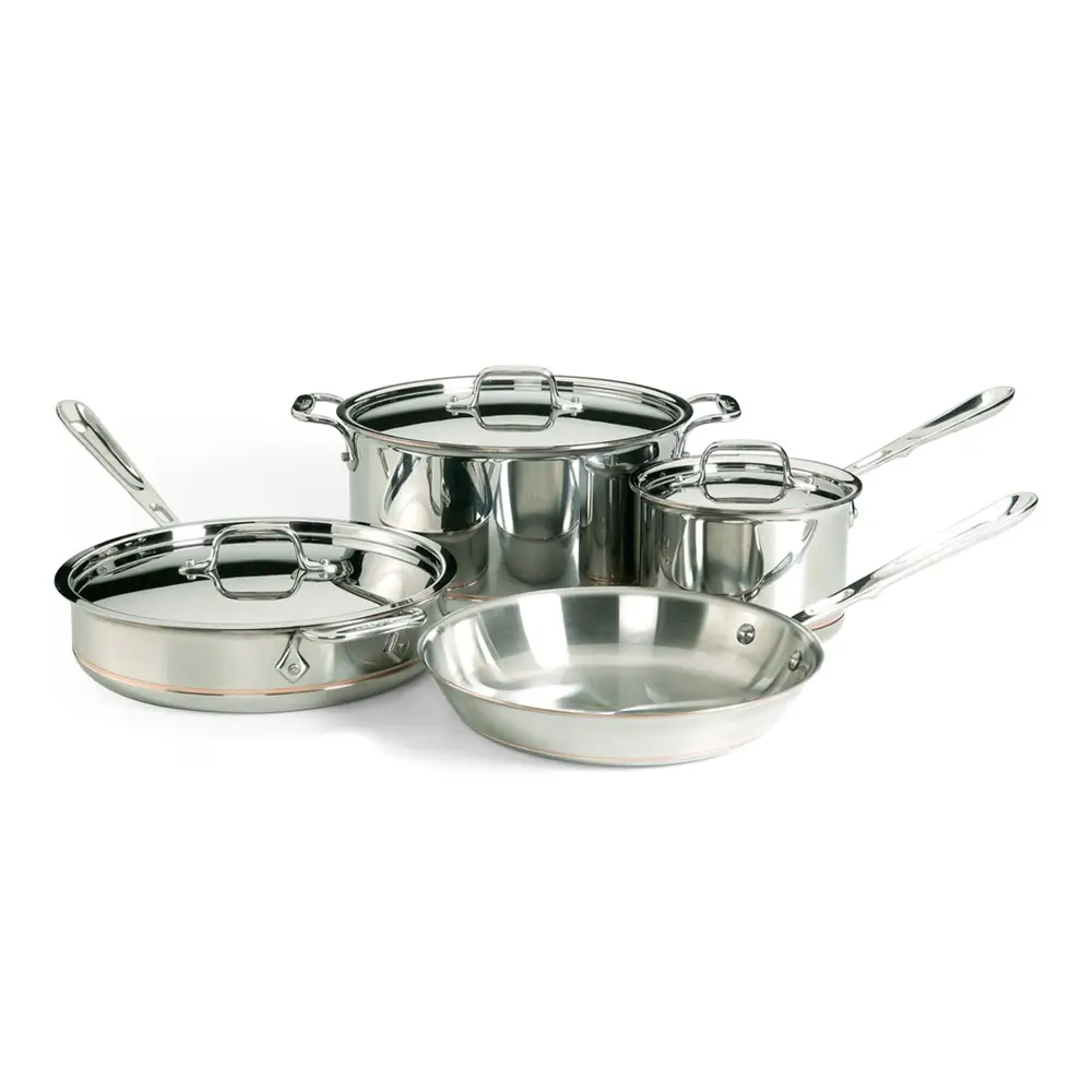 All Clad 6000-7 SS Copper Core 5-ply Bonded Cookware Set, 7 piece Set