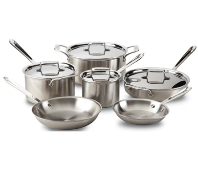 All Clad SD501010-R D5 Polish 10pc Pot & Pan Set