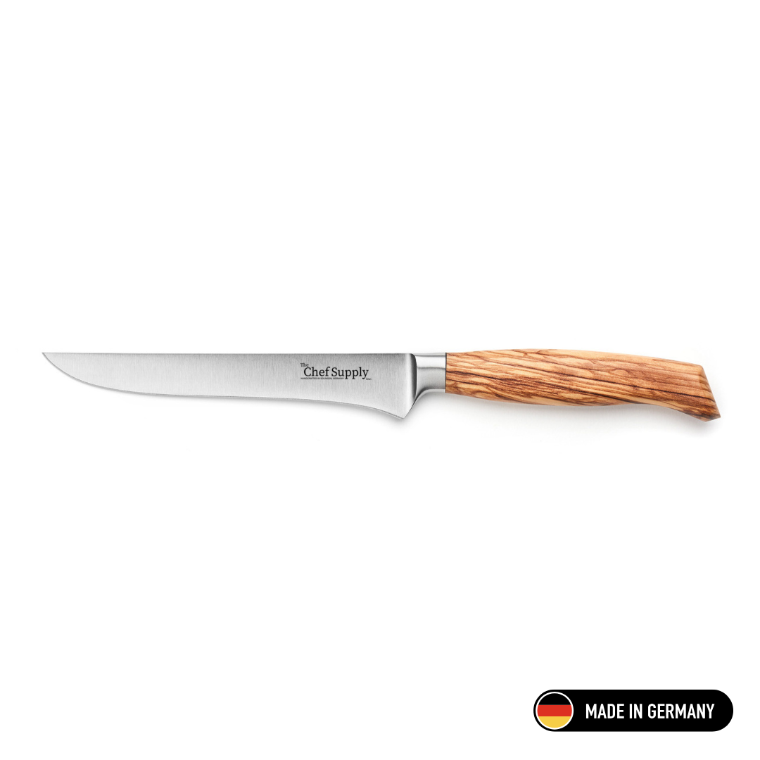 Chris' Chef Supply 100116 Boning Knife 16 cm Olive Wood Handle