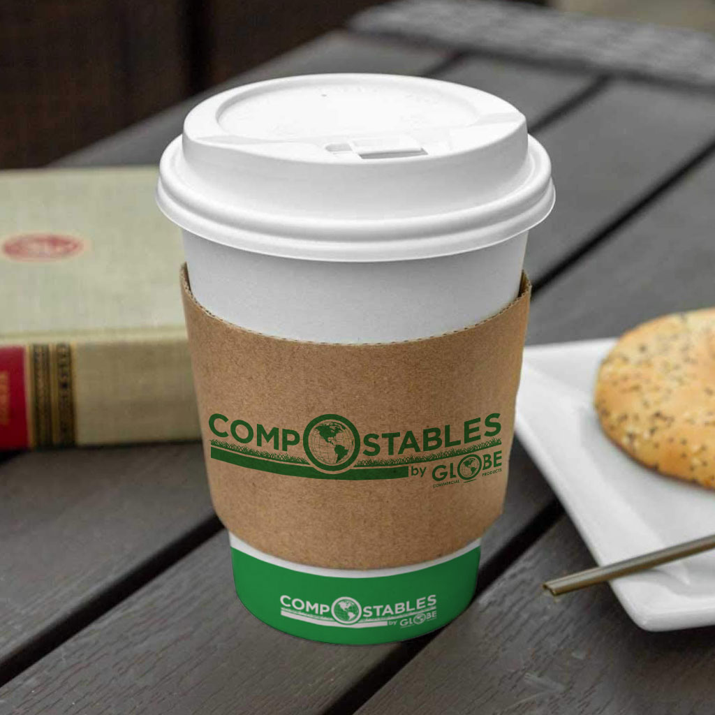 Globe Commercial 6086 Coffee Cup Sleeves Kraft for 12oz to 12oz