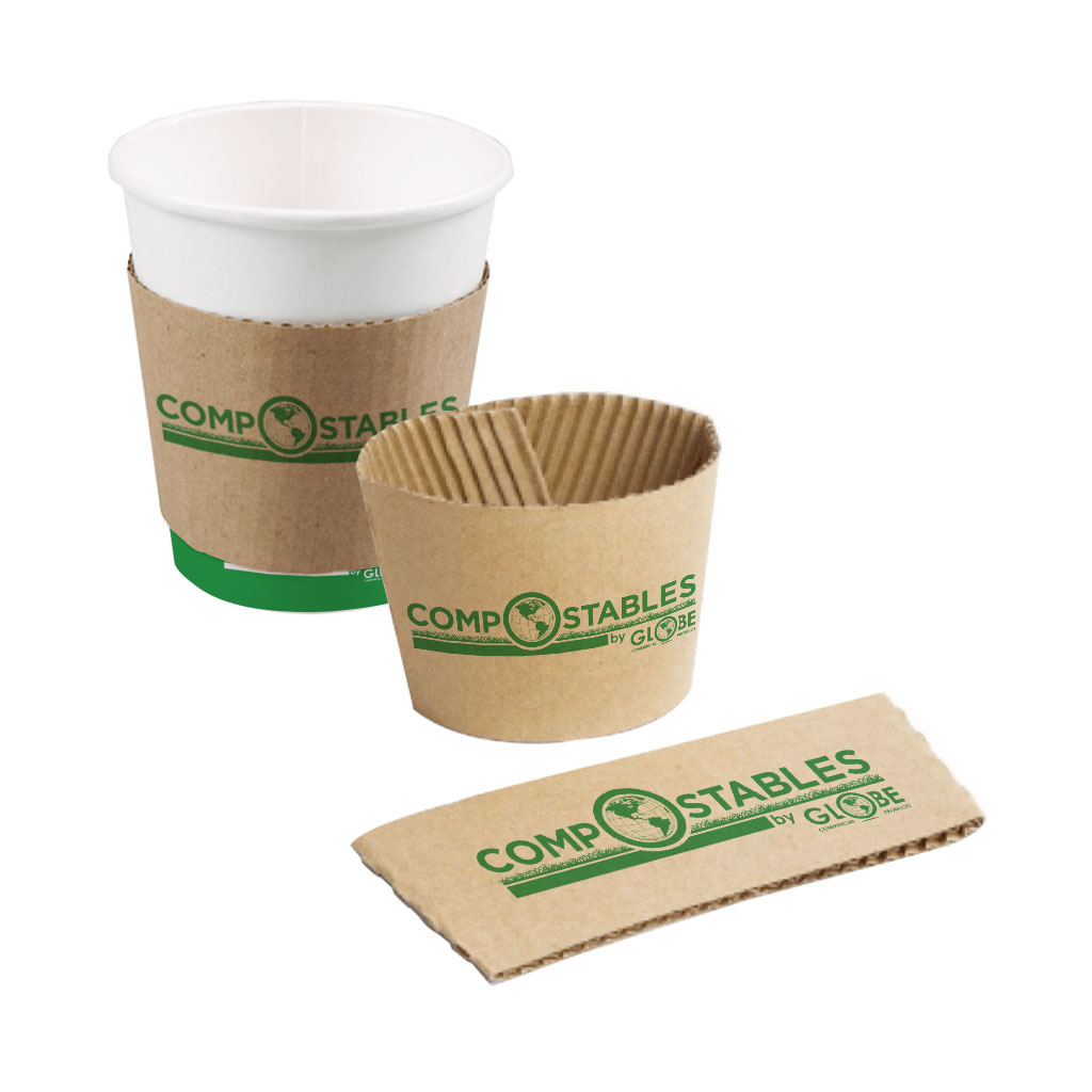 Globe Commercial 6085 Coffee Cup Sleeves Kraft for 8oz to 10oz