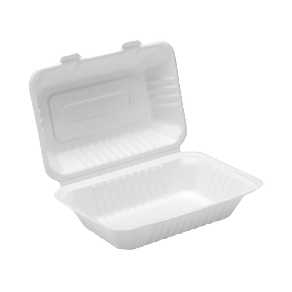 Globe Commercial 6013 Container Clamshell 9"x6"x3" Bagasse