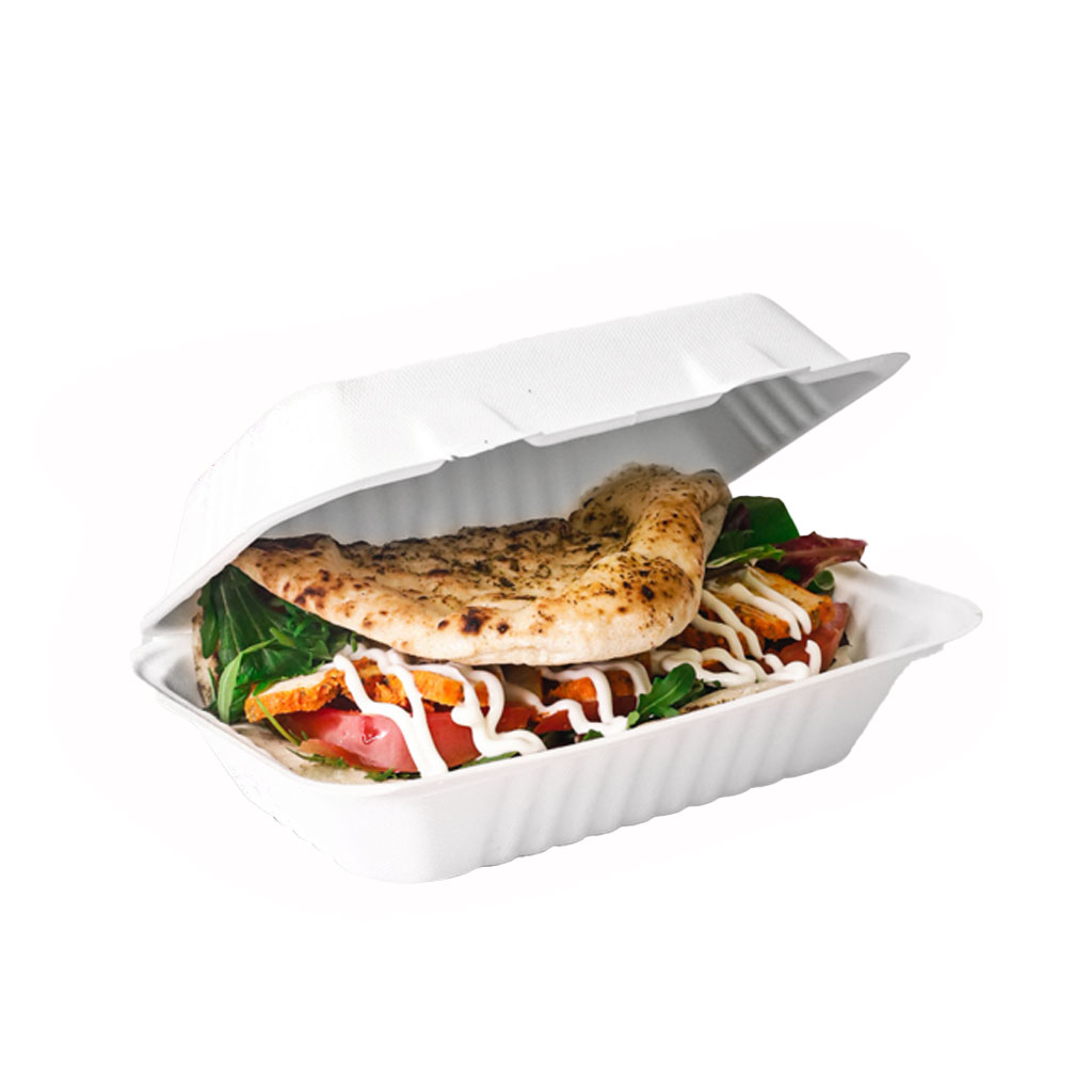 Globe Commercial 6013 Container Clamshell 9"x6"x3" Bagasse