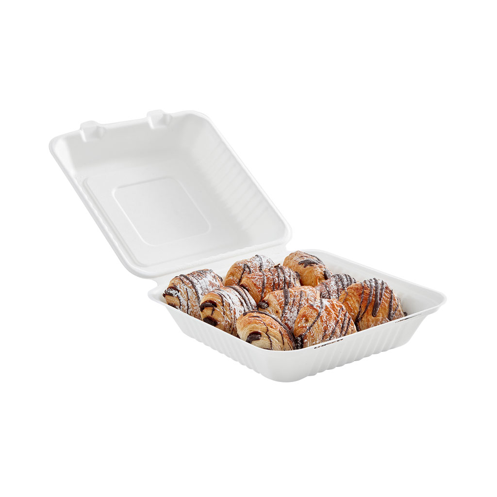 Globe Commercial 6010 Container Hinged 6"x 6" Bagasse