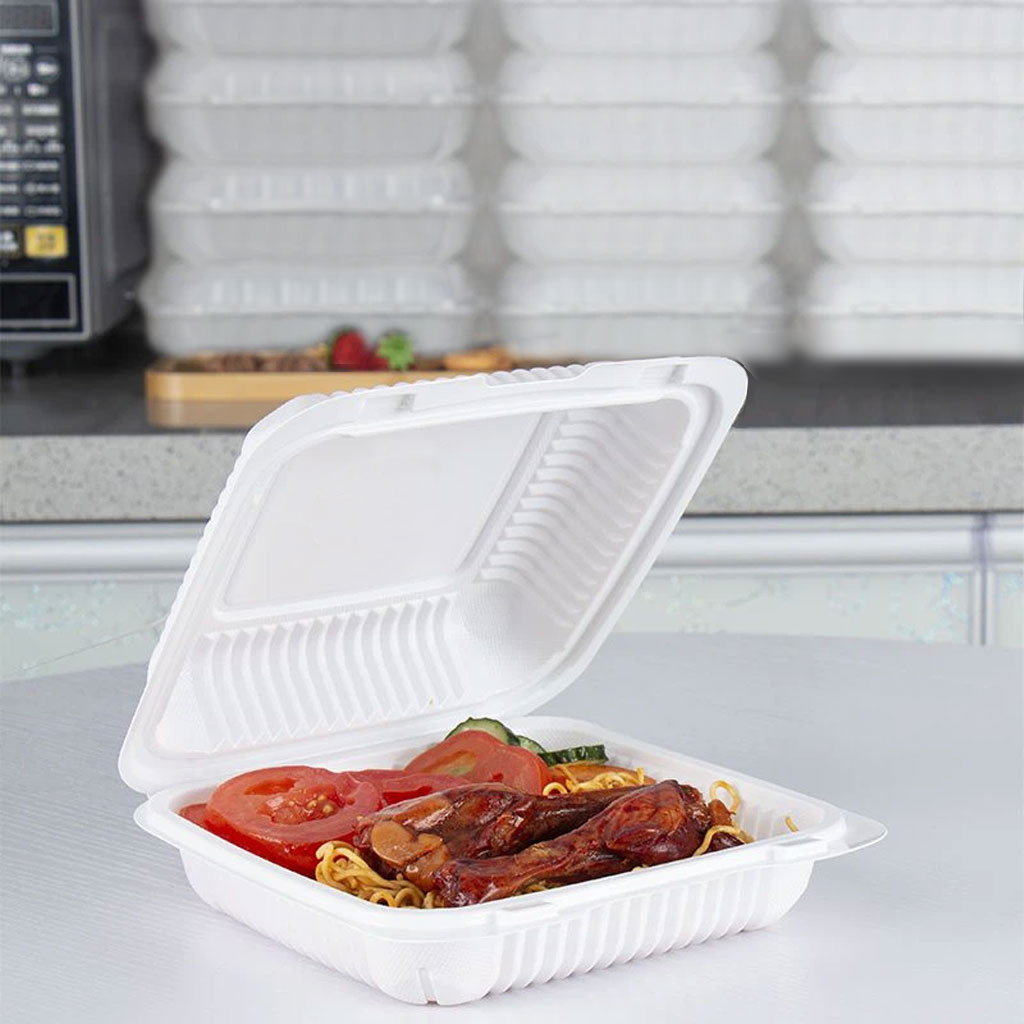 Globe Commercial 7010 Container Hinged 6"x6"x3" MFPP Plastic