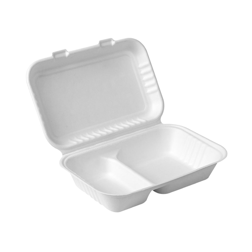 Globe Commercial 6016 Container Hinged c/w 2 Compt Bagasse