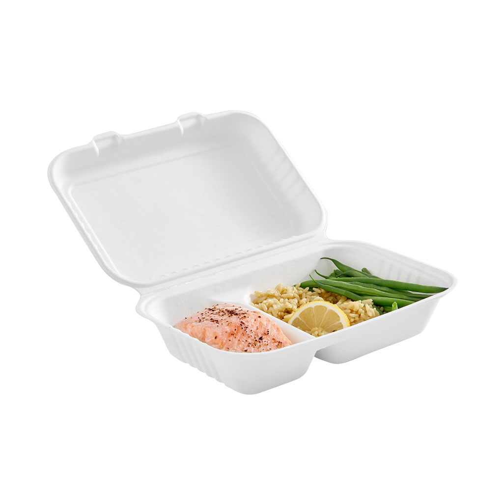 Globe Commercial 6016 Container Hinged c/w 2 Compt Bagasse