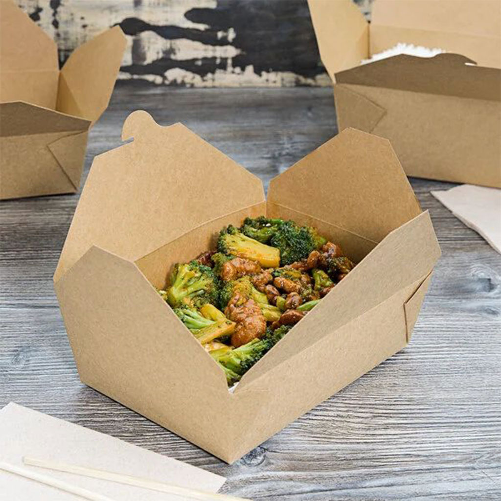 Globe Commercial 6063 Paper Take Out Box Kraft #4