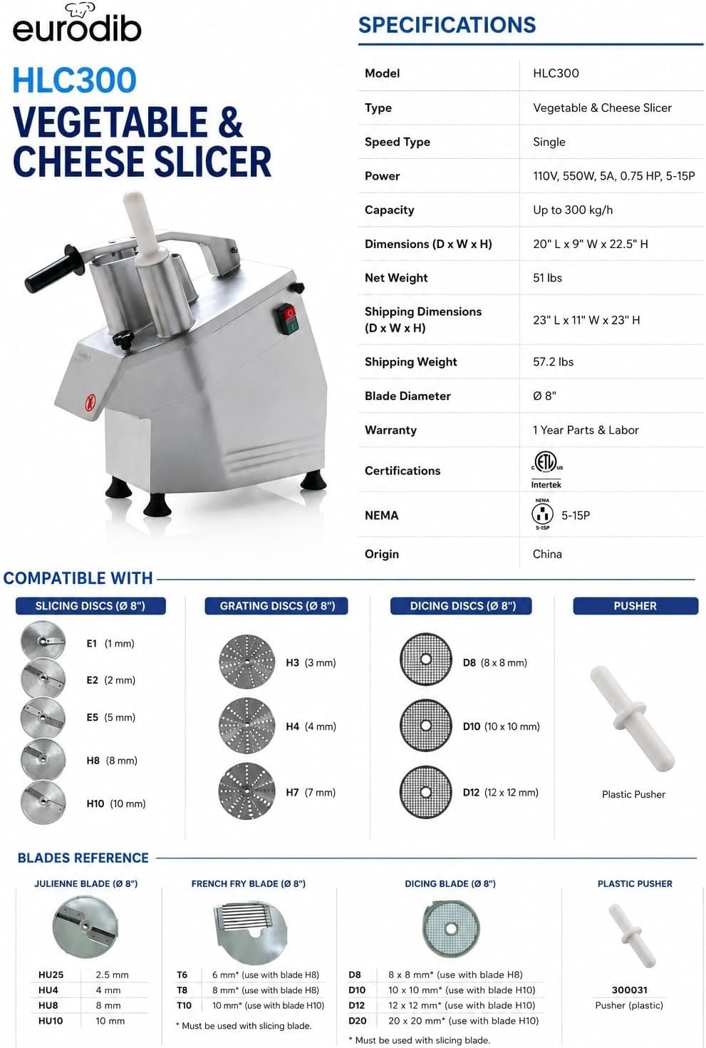 Eurodib HLC300 Food Processor, Benchtop / Countertop