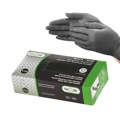 Globe 7802 Disposable Nitrile Glove Black 5mil Large