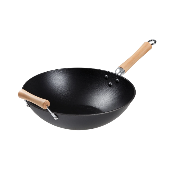 Wok 14" Cast Iron Flat Bottom
