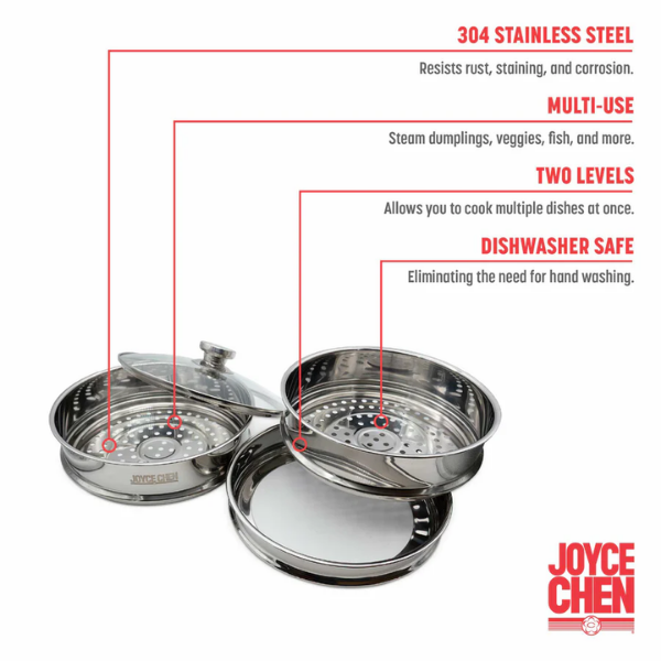 Joyce Chen J26-2510 2-Tier Stainless Steel Steamer, 10-inch