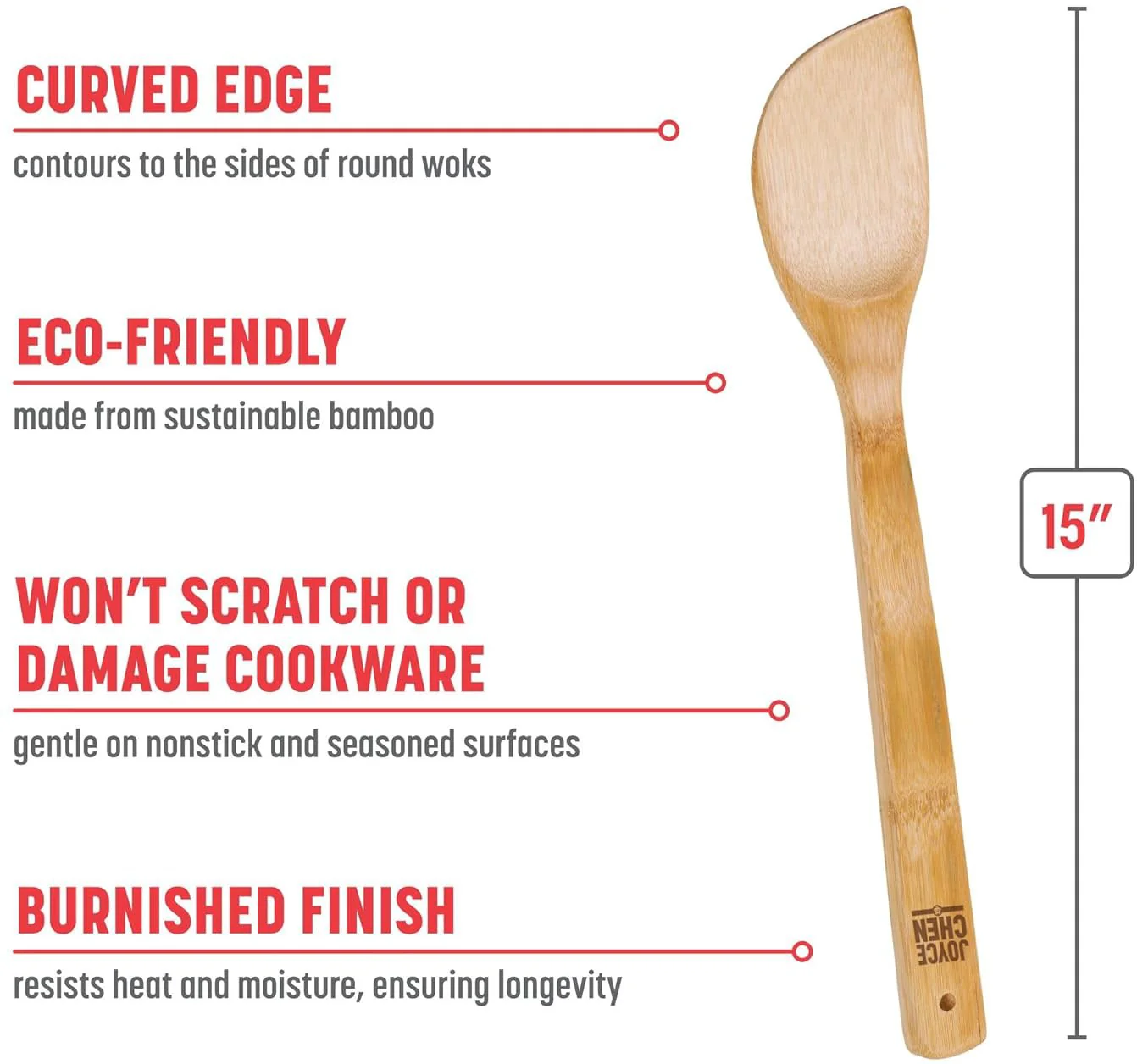 Joyce Chen J33-2015 Spatula 15" Stir Fry Bamboo