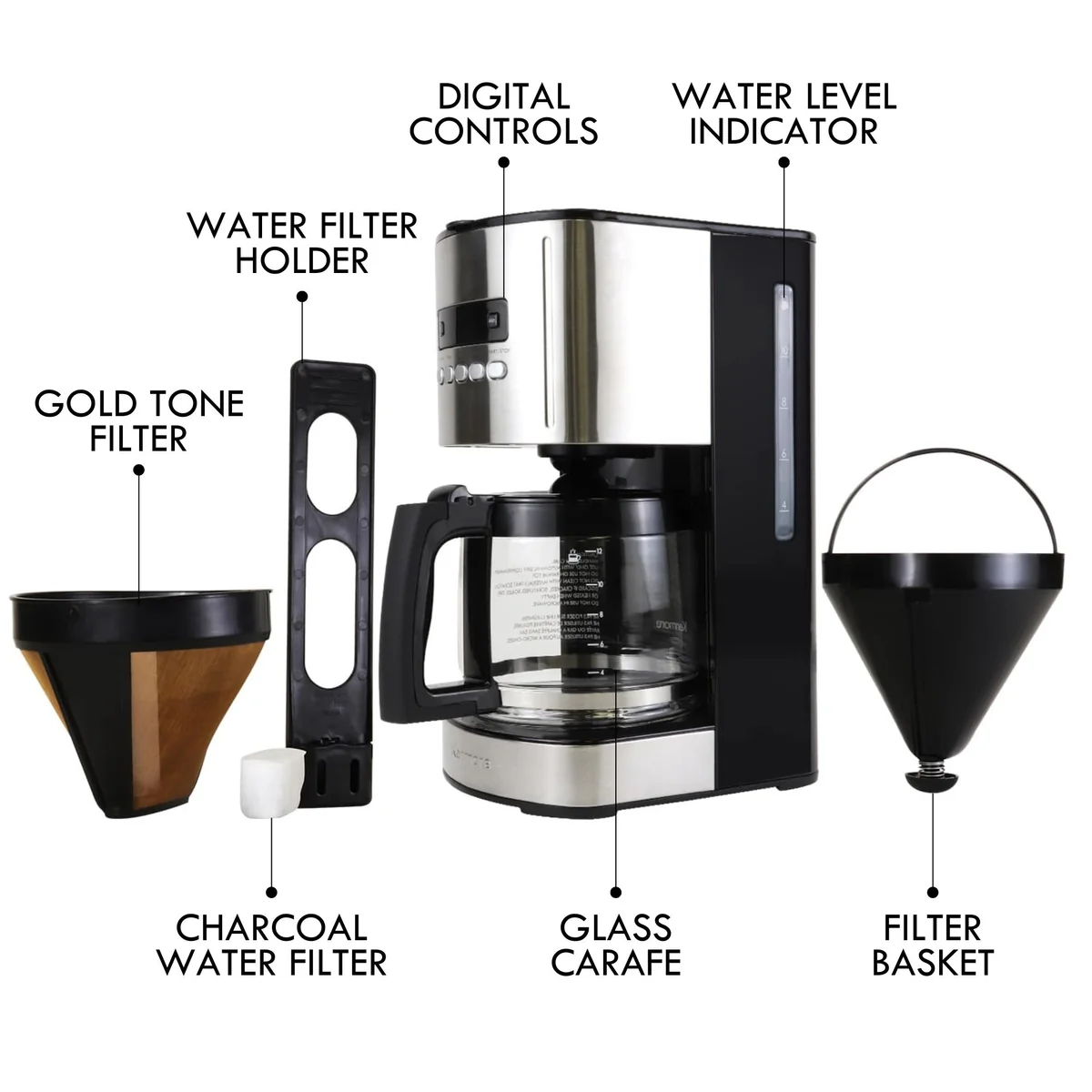 Koolatron Kenmore KKCM12B Coffee Maker 12 Cup Black/S/S