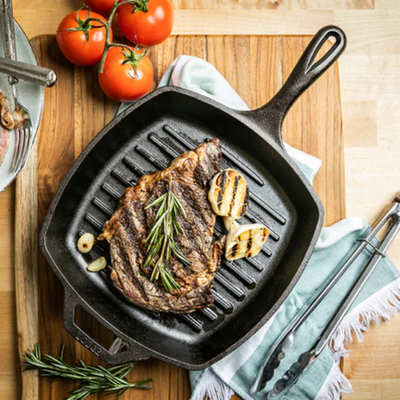 Lodge L8SGP3INT 10.5" Cast Iron Square Grill Pan