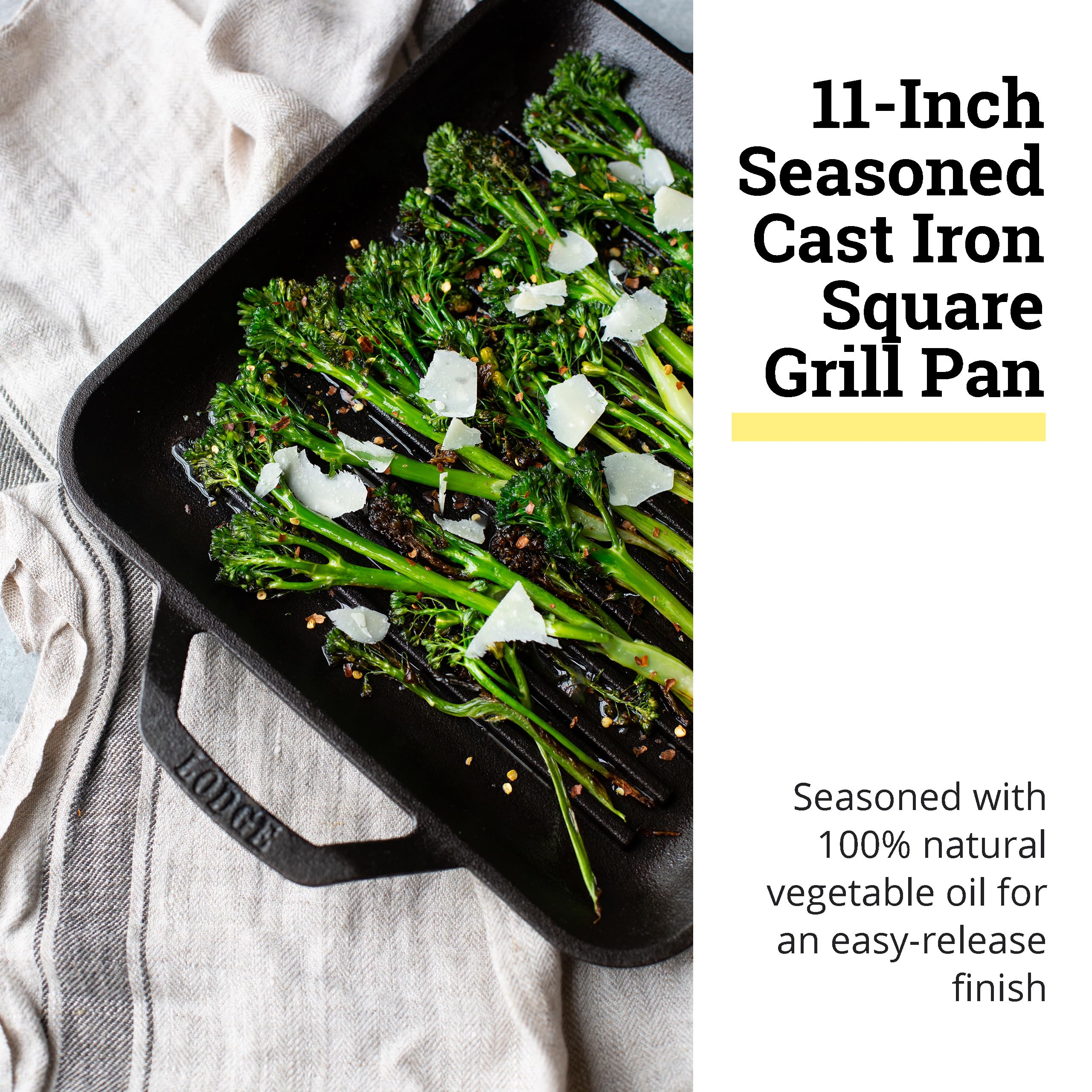 Lodge LC11SGPINT 11" Chef Collection Cast Iron Square Grill Pan