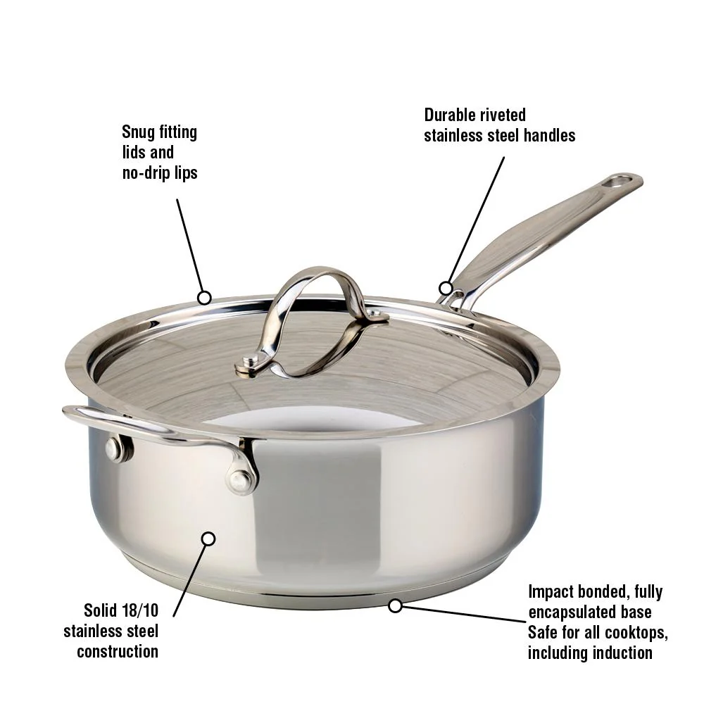 Meyer Canada 2408-24-04 Confederation Stainless Steel 4L Saute Pan with Cover