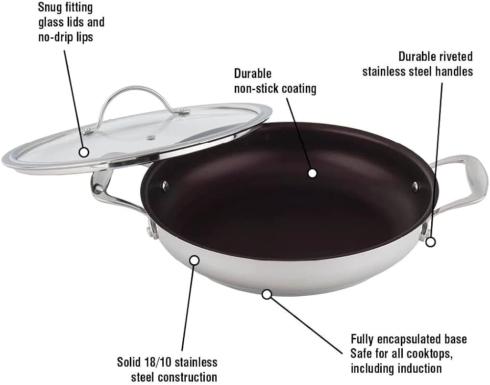 Meyer Canada 2413-28-00 Confederation Skillet Pan 11" S/S Non Stick w/ Lid