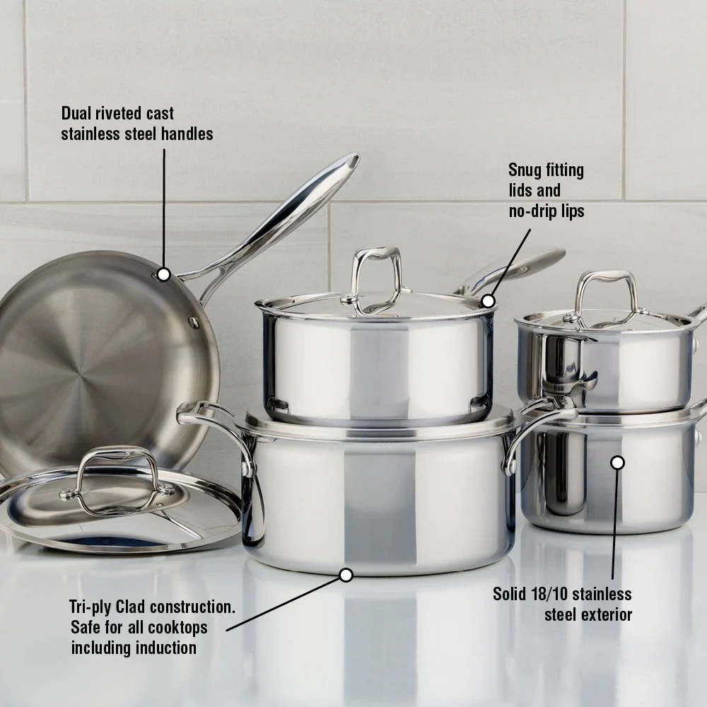 Meyer Canada 3501-10-00 Cookware Set 10pc S/S Tri Ply Super Steel