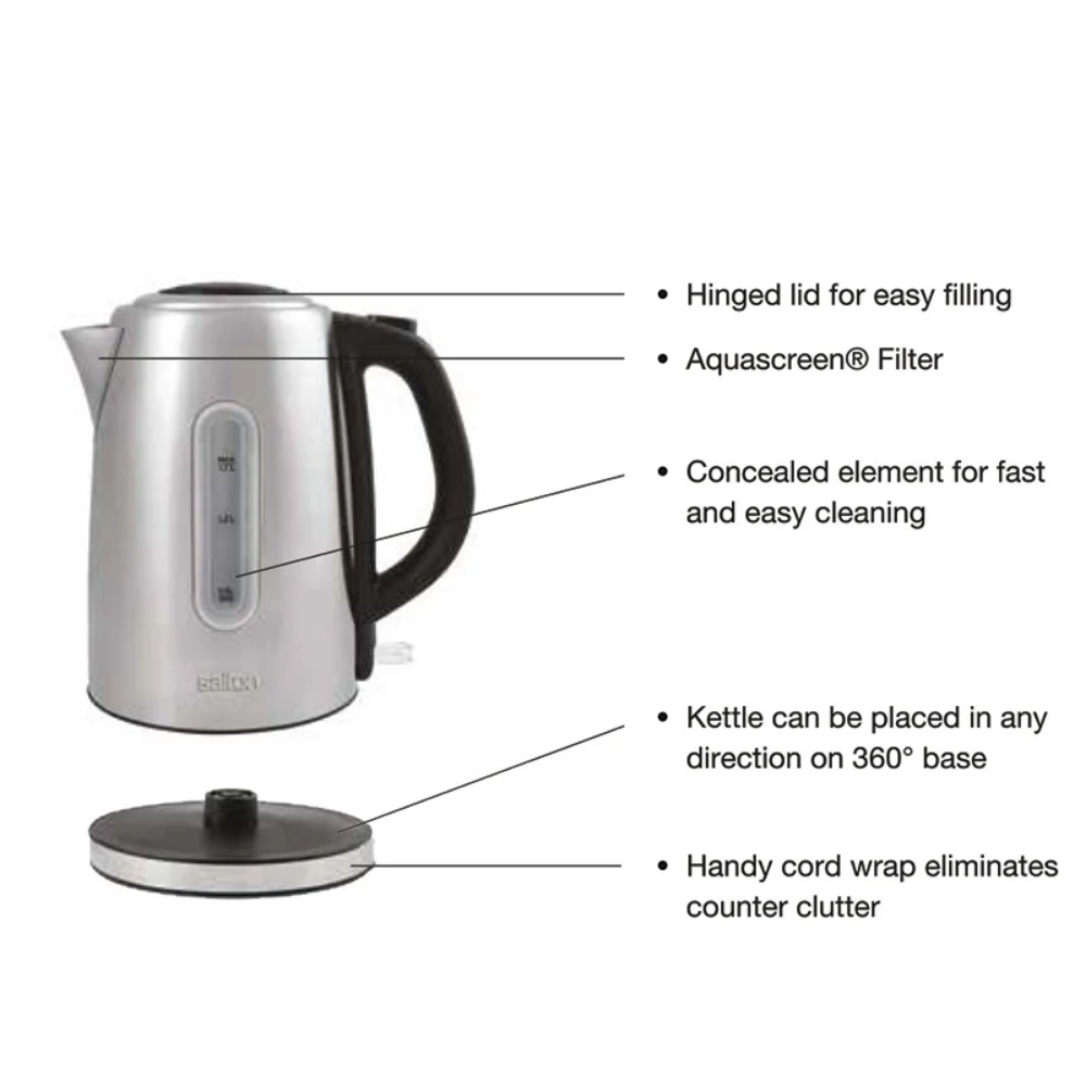 Salton JK1903 Cordless Electric Stainless Steel Kettle - 1.7L