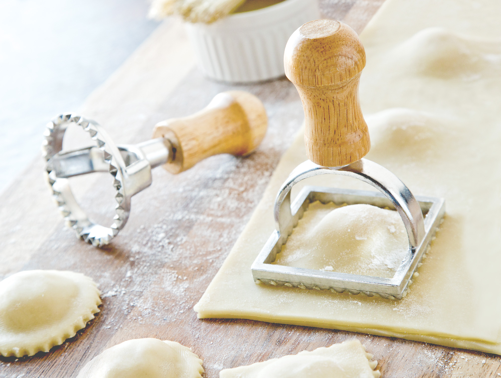 Fox Run 57670 Ravioli Stamp 2/Set 1 Square, 1 Round Aluminum w/Wood Handle