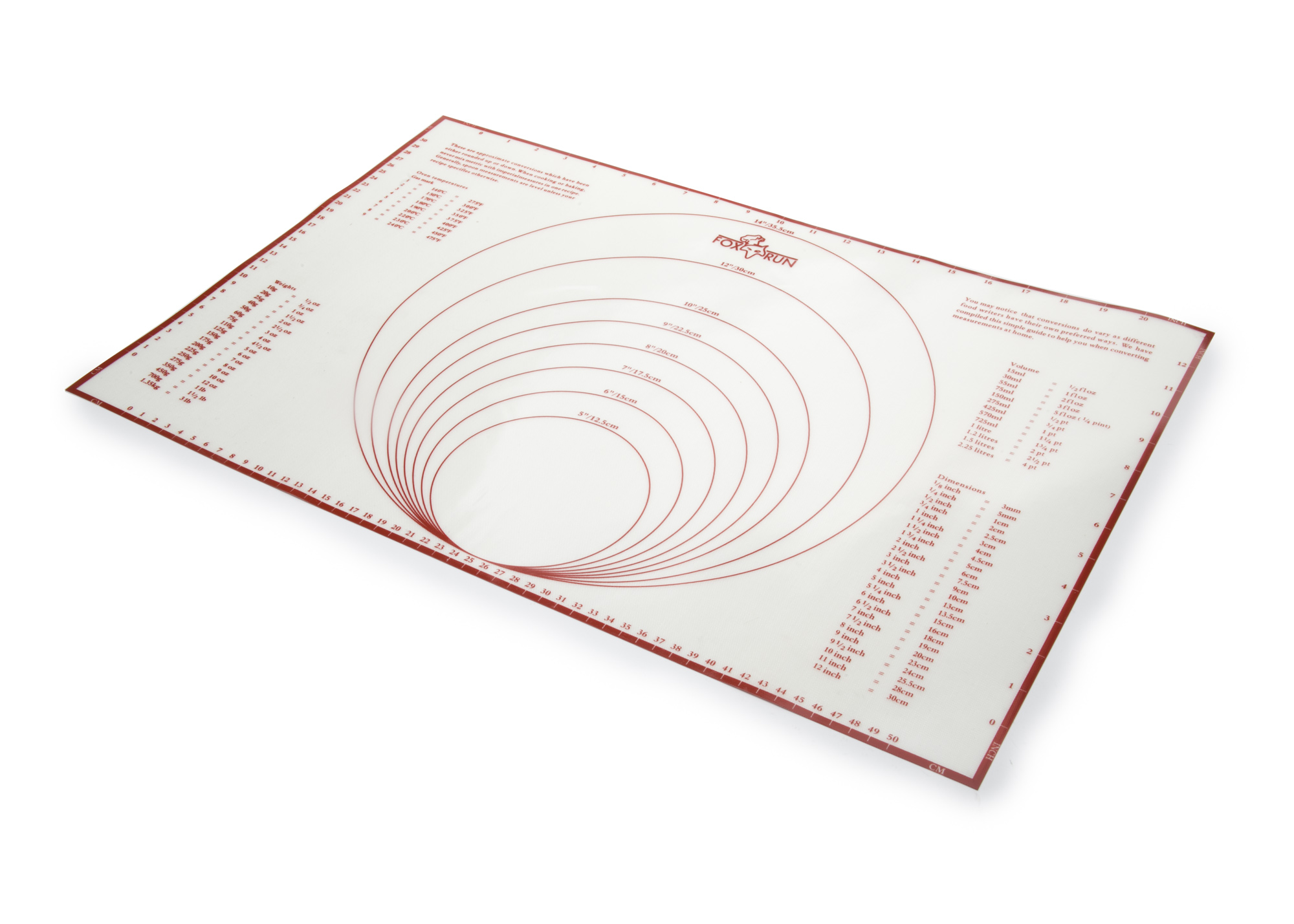 Fox Run 4724 Silicone Baking Mat With Measurements