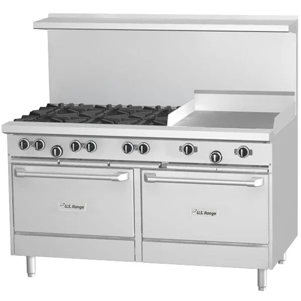 Garland US Range U60-6G24RR 60" 6 Burner Gas Range with 24" Griddle & 2 Standard Ovens